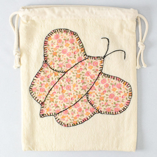 Butterfly Drawstring Pouch with Mountain Meadow yarn - BB054