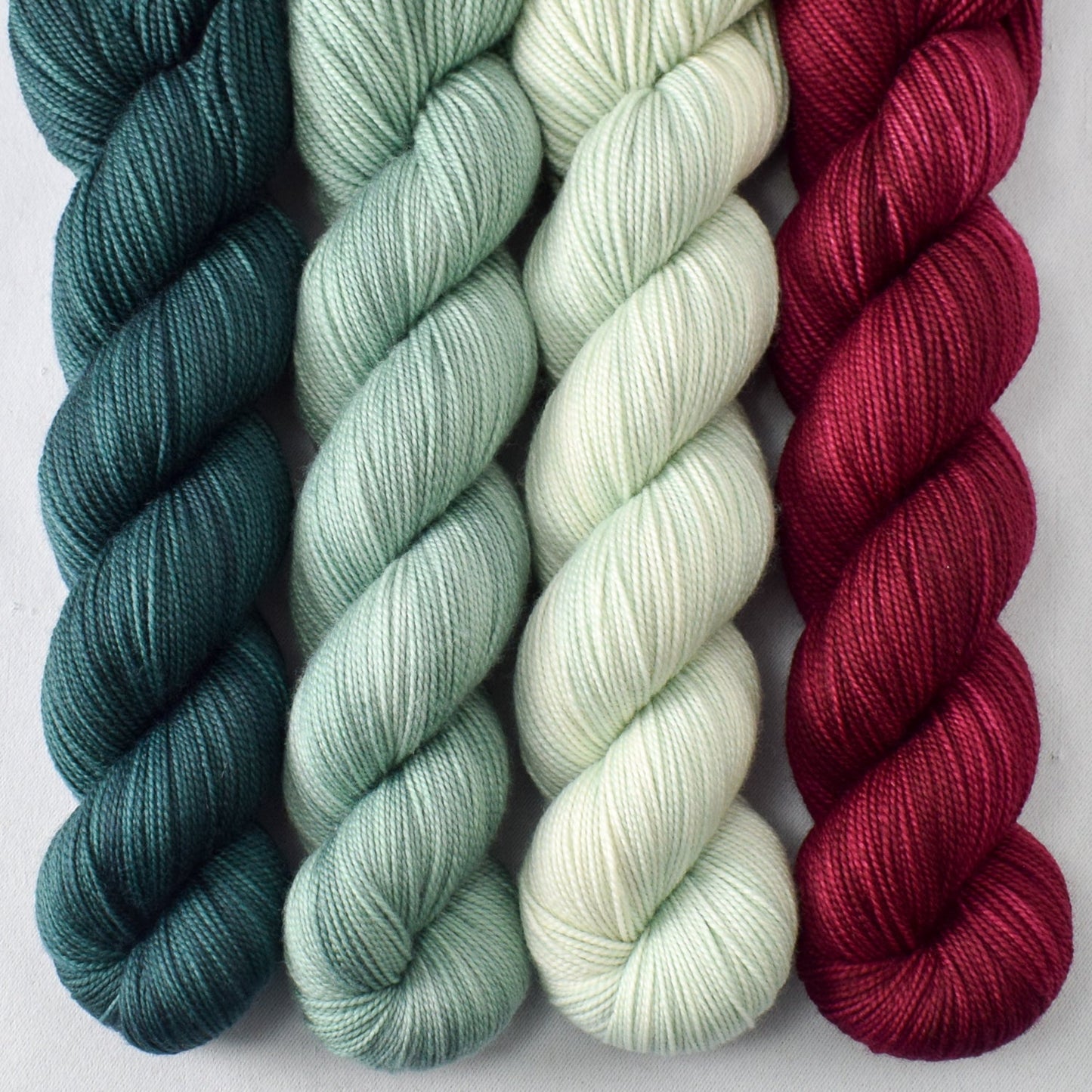 Blackwatch, Coconut Bay, Haven't the Foggiest, and Night Owl Rose - Miss Babs Yummy 2-Ply Quartet