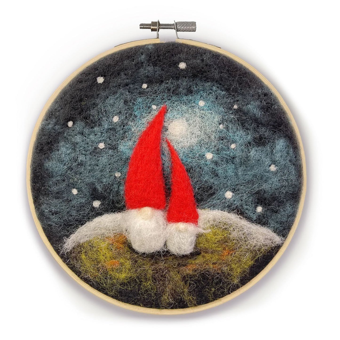 Crafty Knit Company Gnomes in a Hoop Painting with Wool Needle Felting Kit - Miss Babs Notions