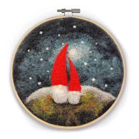 Crafty Knit Company Gnomes in a Hoop Painting with Wool Needle Felting Kit - Miss Babs Notions