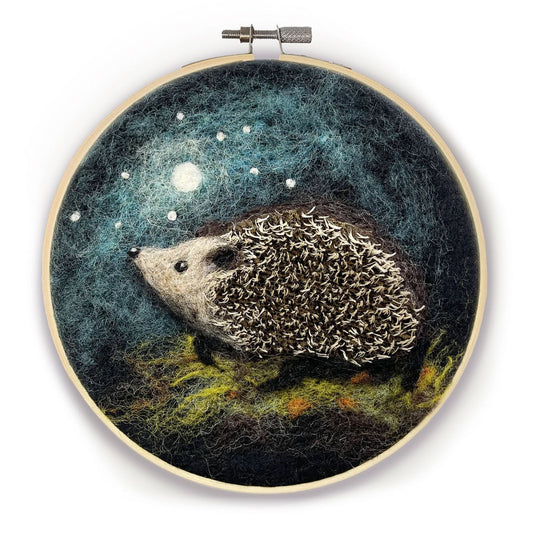 Crafty Knit Company Hedgehog in a Hoop Painting with Wool Needle Felting Kit - Miss Babs Notions