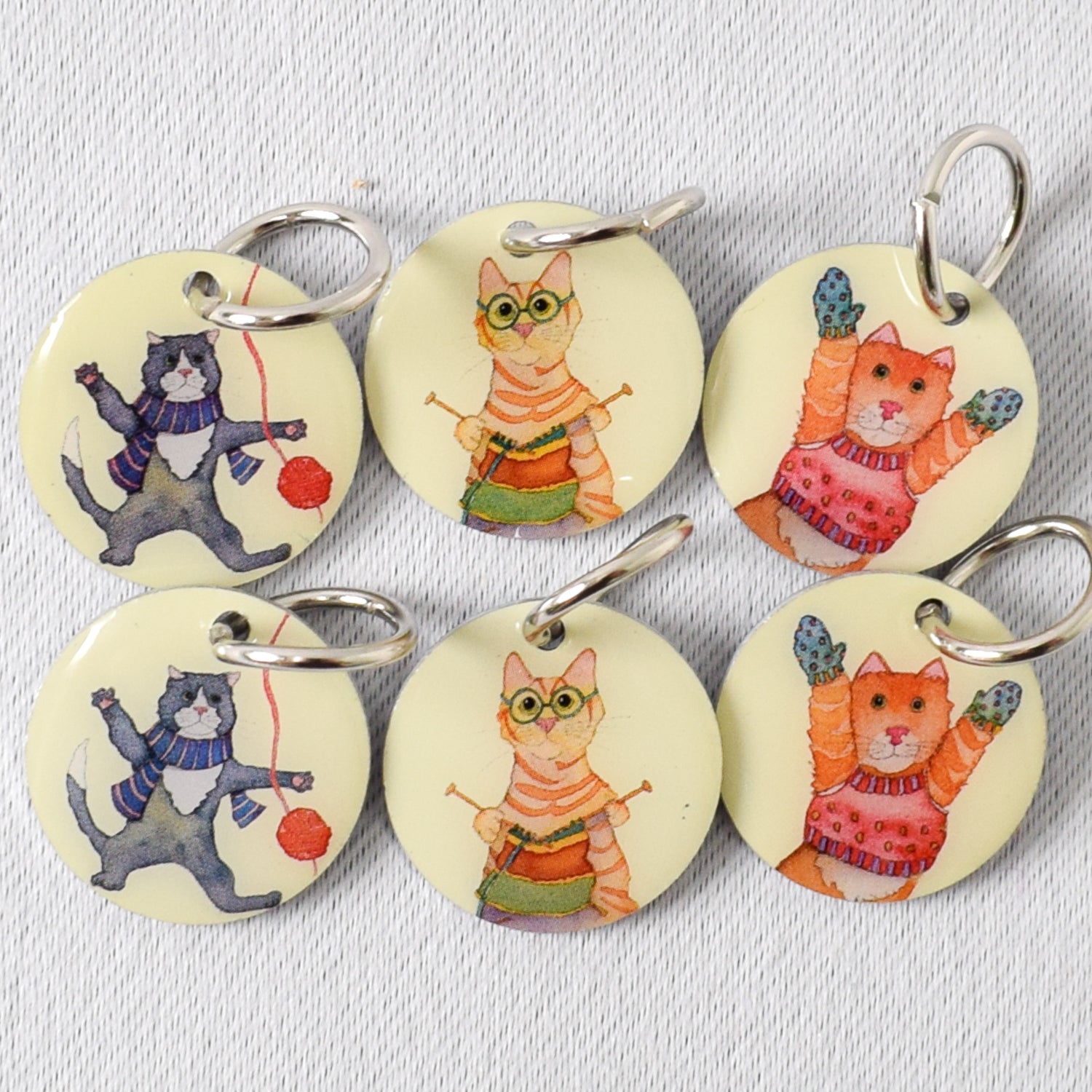 Emma Ball Kittens in Mittens Stitch Markers (Set of 6) - Miss Babs Notions