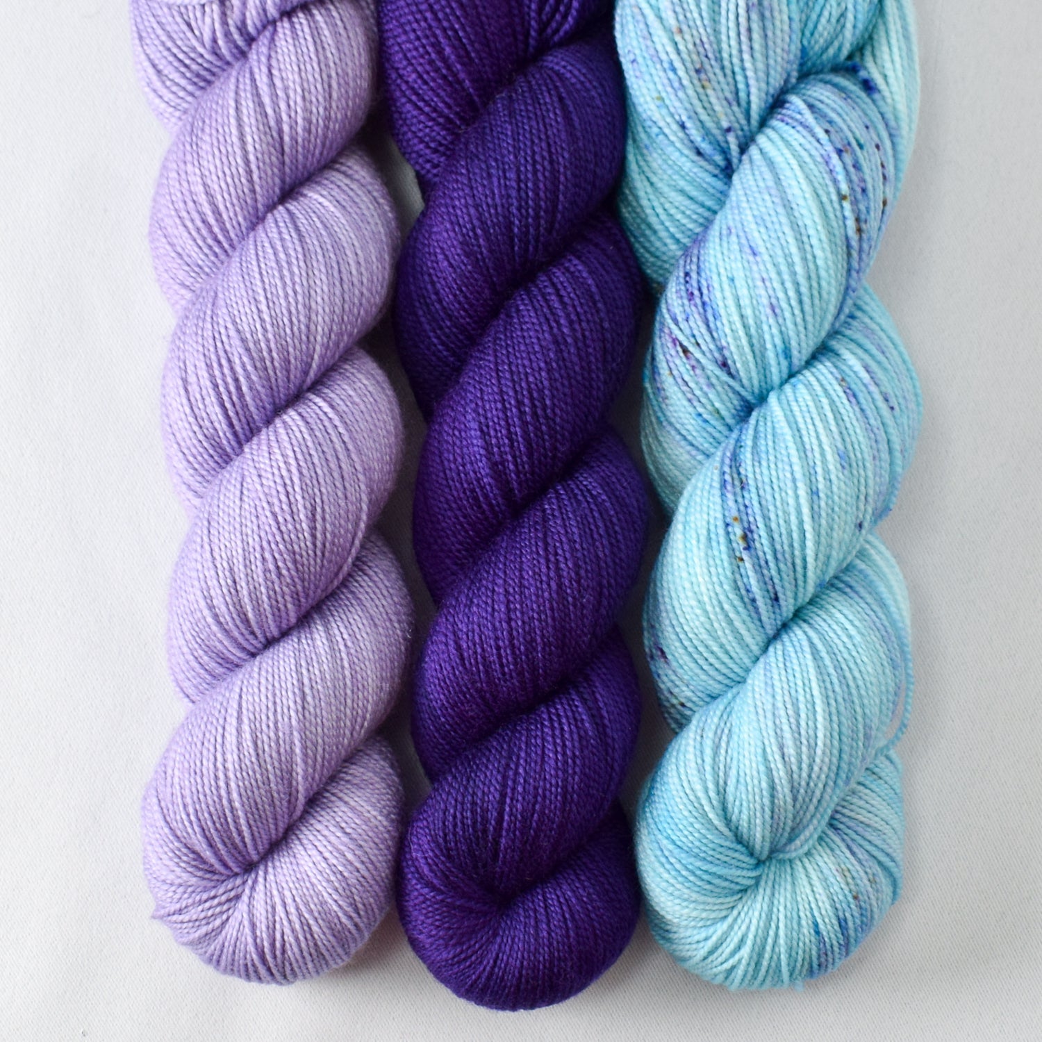 Orchid, Amethyst, and World in a Book - Miss Babs Yummy 2-Ply Trio