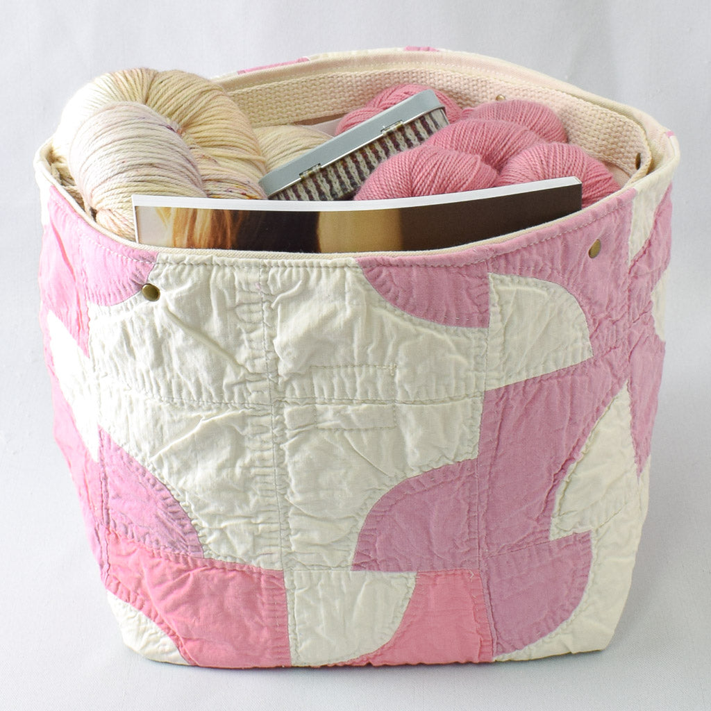 Pink Drunkard's Path Quilt Bin - QB-2410