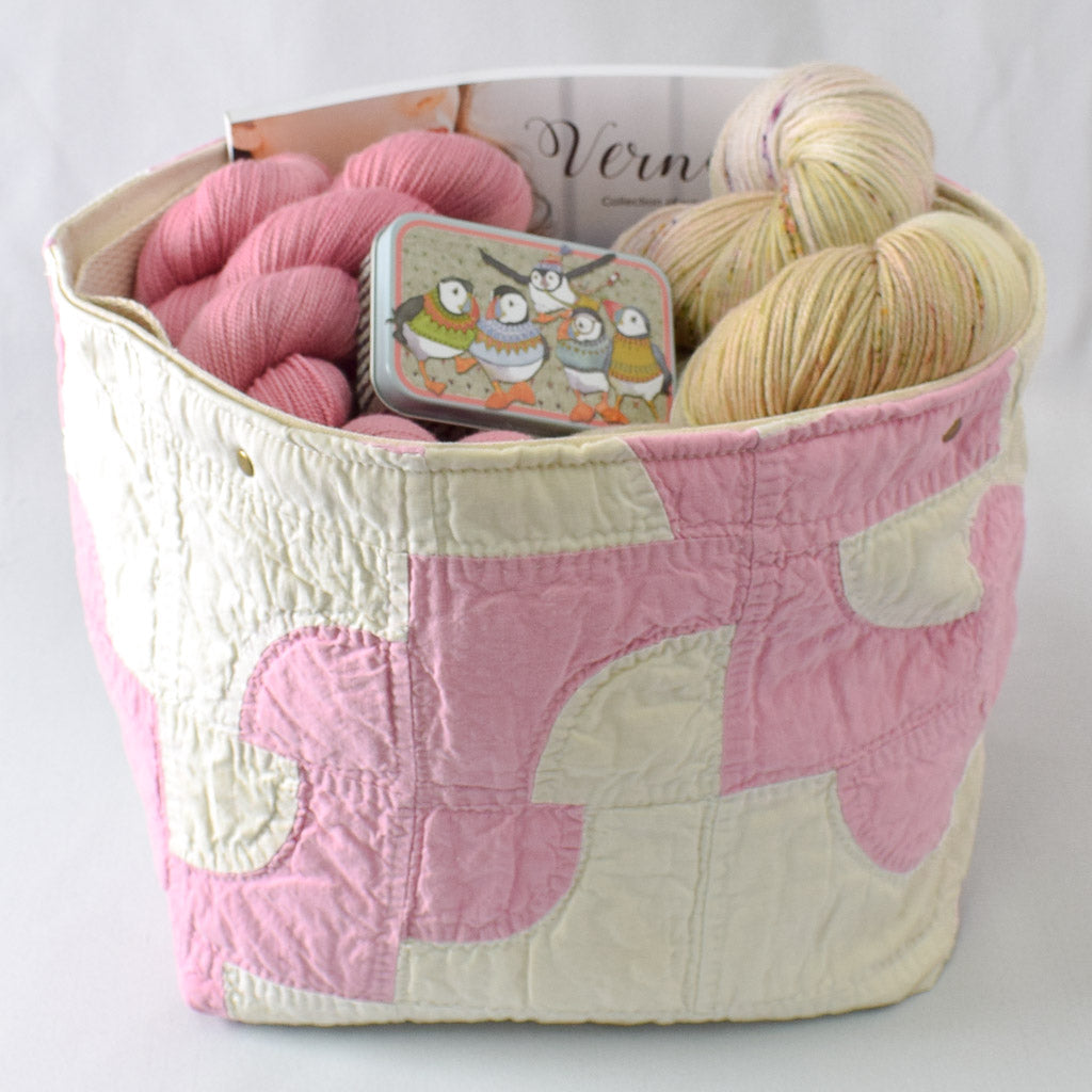 Pink Drunkard's Path Quilt Bin - QB-2410