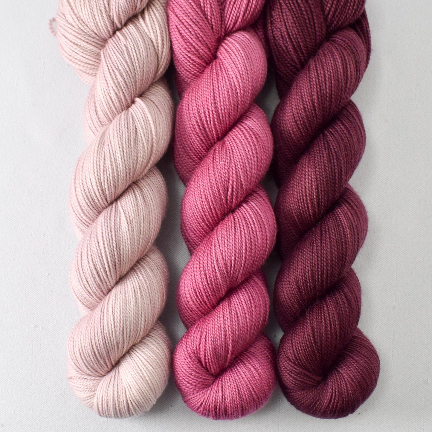 Softly, Shiso, and Cordovan - Miss Babs Yummy 2-Ply Trio