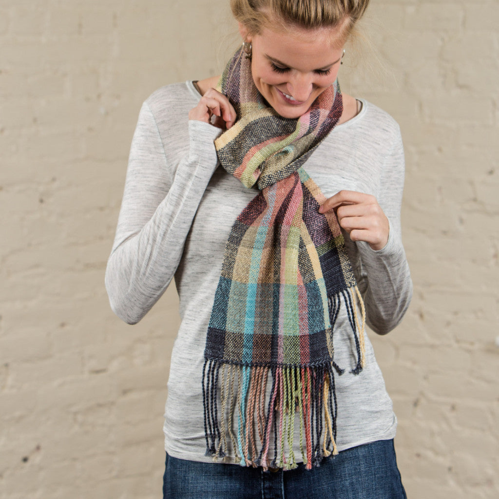 gradient tartan city scarf