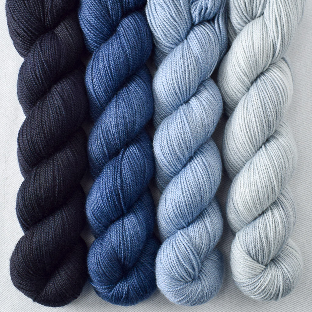 Blackbird, Denim, Stonewashed, Puff of Smoke - Miss Babs Yummy 2-Ply Geogradient Set