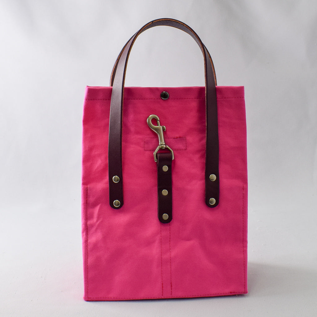 Bright Pink Bag No. 2 with Burgundy Leather - On the Go Bag