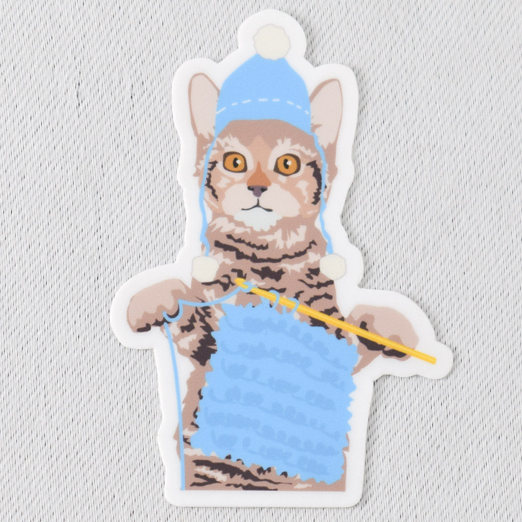 Crochet Tiger Cat Vinyl Sticker - Miss Babs Notions